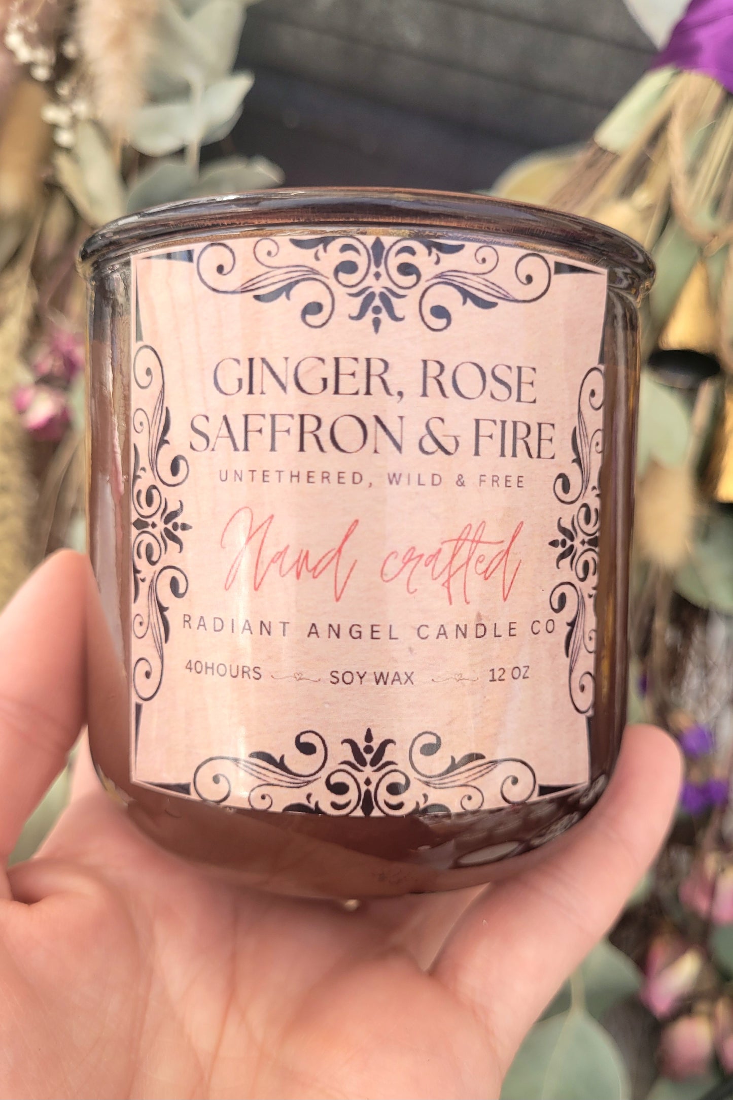 Ginger, Rose, Saffron & Fire Scented Soy Candle