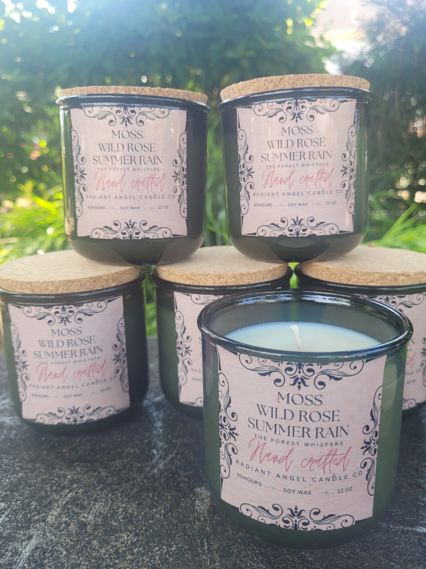 The Forest Whispers- Moss, Wild Roses & Summer Rain Scented Soy Candle