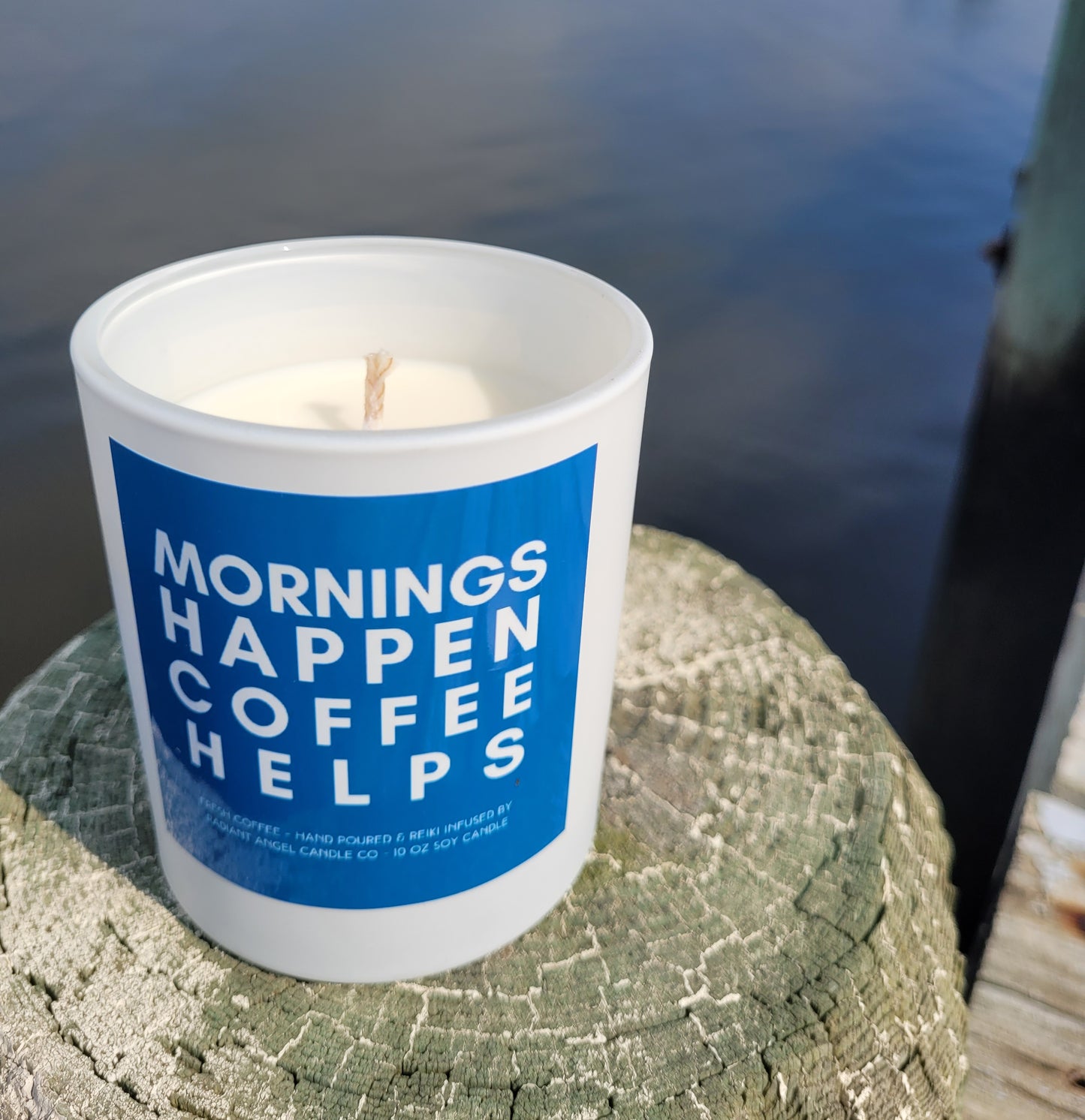 Mornings Happen, Coffee Helps- Coffee Candle