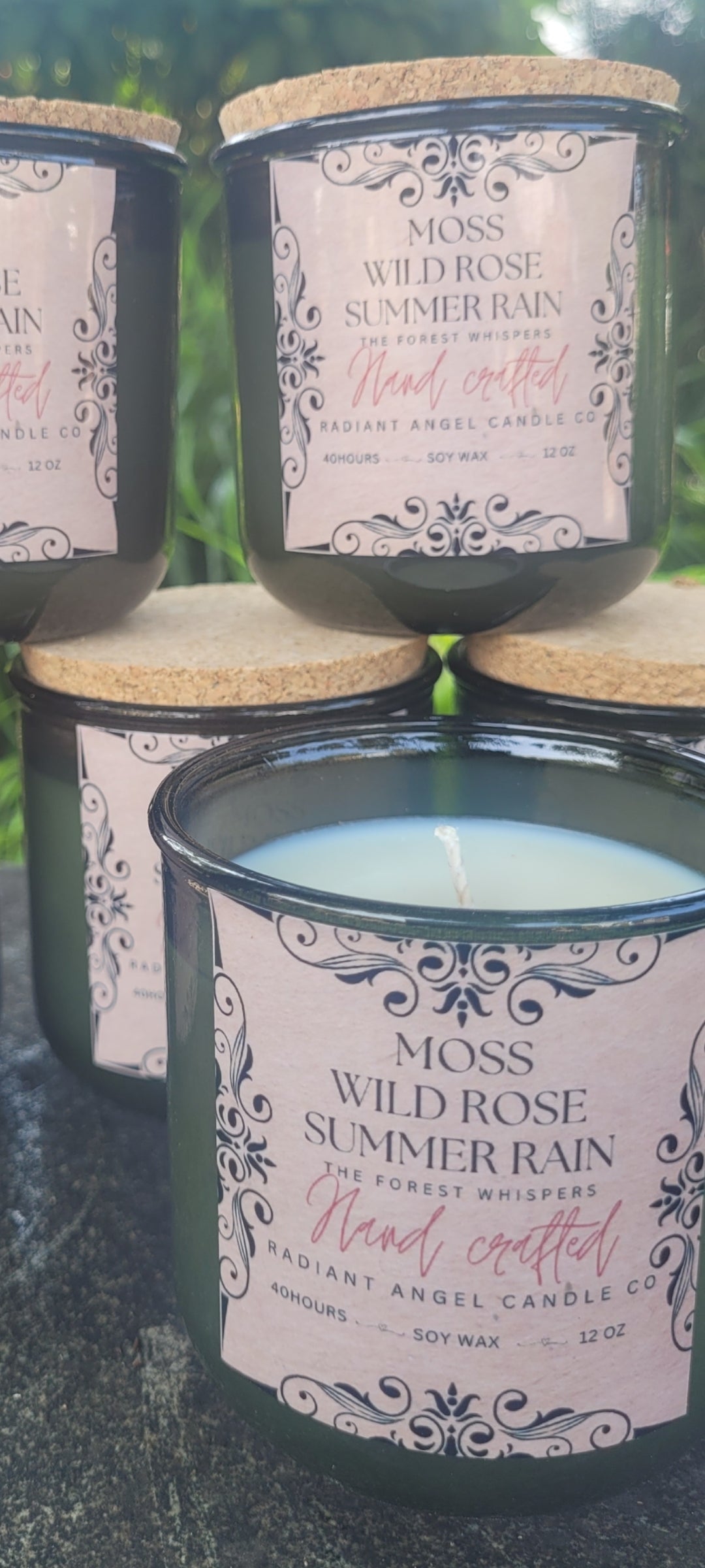 The Forest Whispers- Moss, Wild Roses & Summer Rain Scented Soy Candle