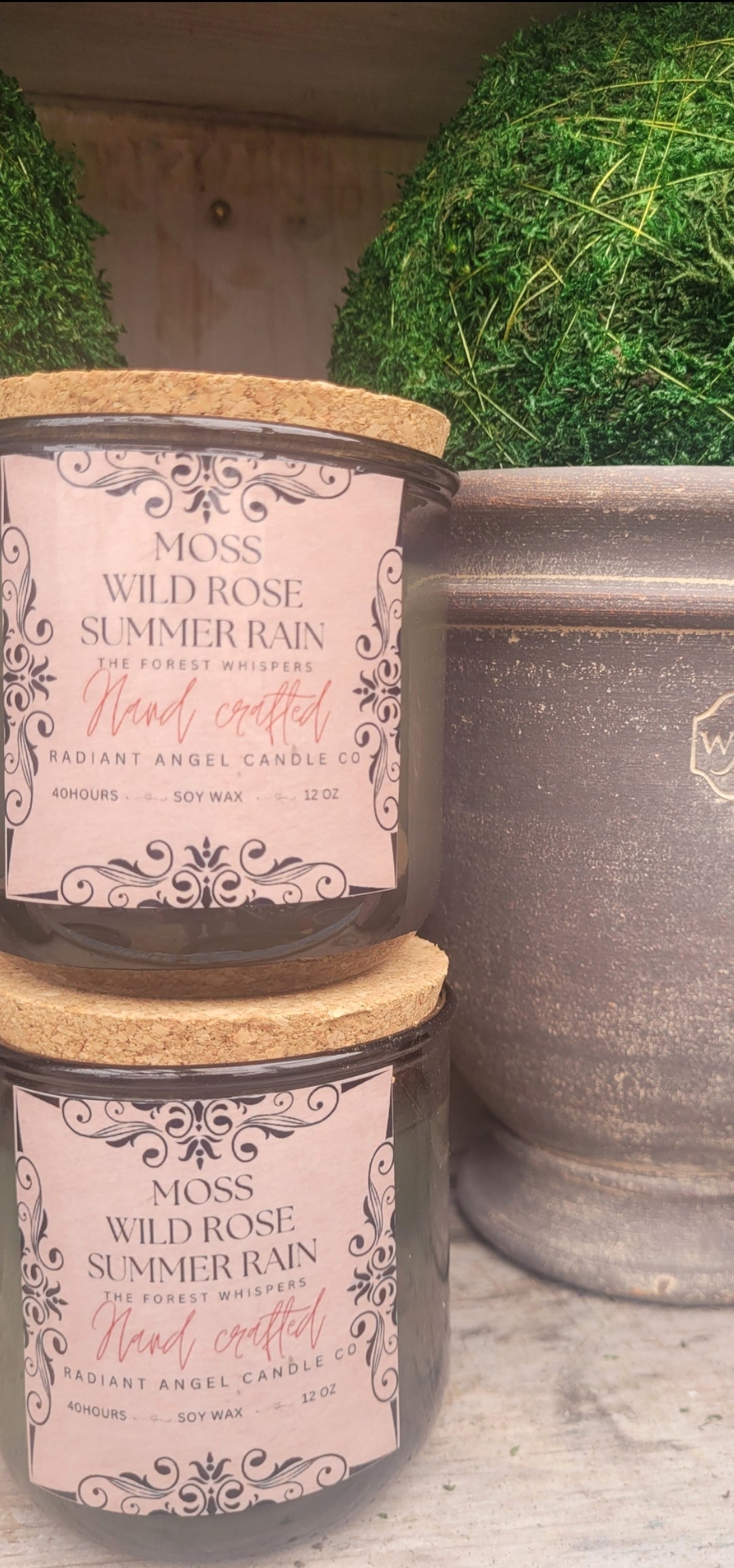 The Forest Whispers- Moss, Wild Roses & Summer Rain Scented Soy Candle