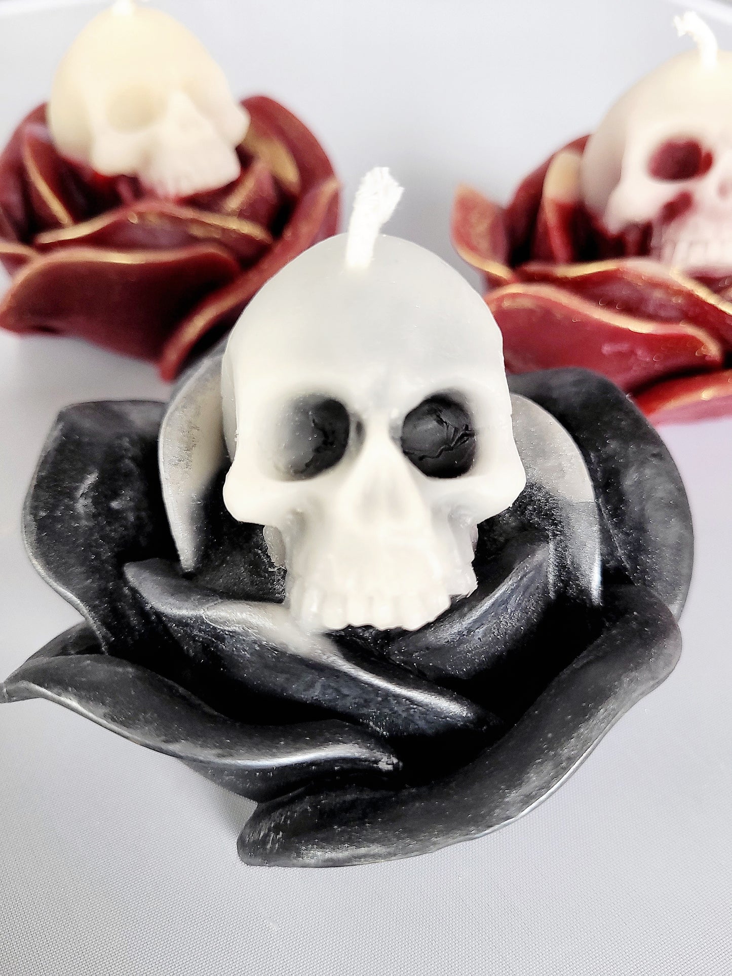 Rose with Skull Beeswax Candle